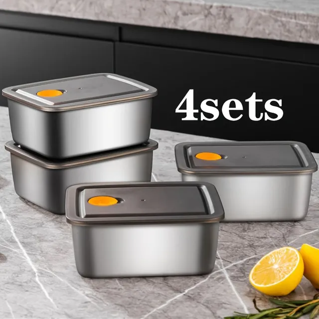 4pc/set Stainless steel square container for food with lid