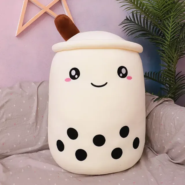 Teddy pillow shaped cup with bubble tea with milk - cute gift for children