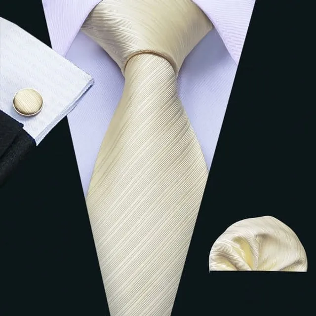 Men's beautiful business set with fine pattern | Tie, Handkerchief, Cufflinks