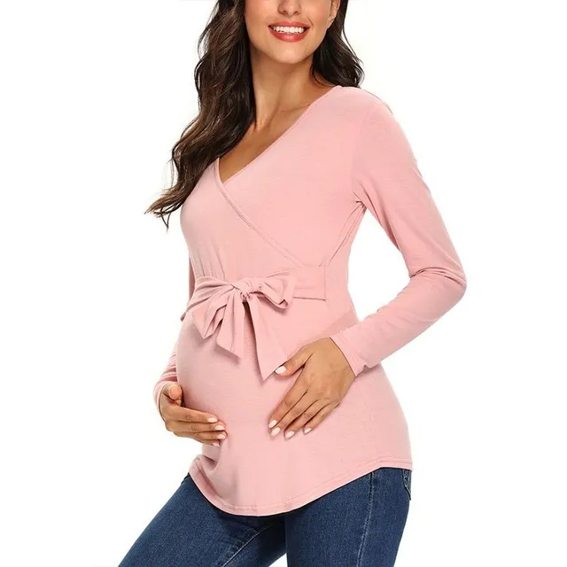 Beautiful maternity shirt with a bow