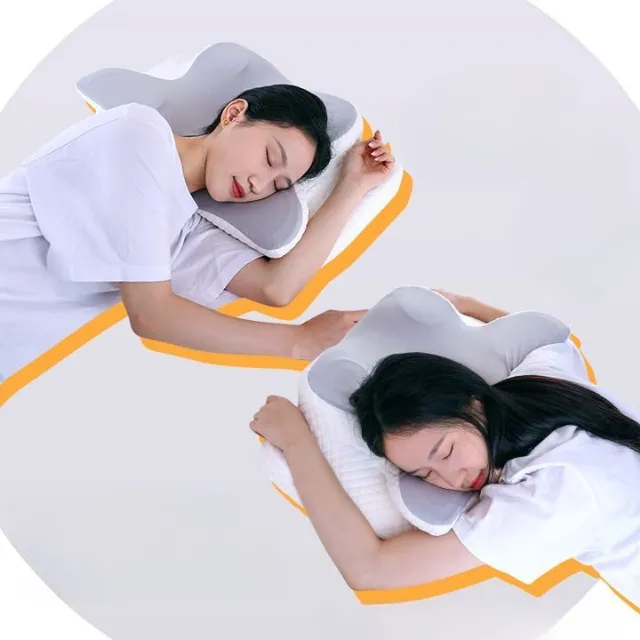 Carrot spine pillow with memory foam, for neck and shoulder pain relief, adjustable, ergonomic, orthopedic, shaped, with removable cover