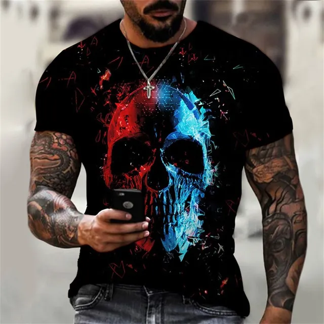 Men's stylish short sleeve shirt with skull print