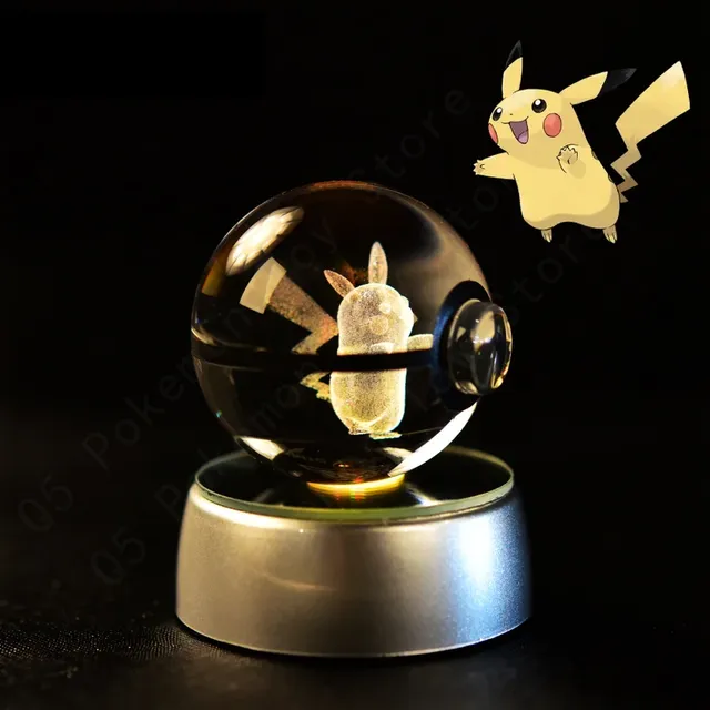 Aranyos Pokéball alakú 3D asztali lámpa Pokémon motívummal