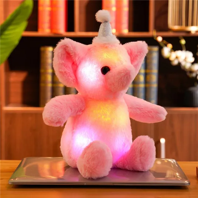 Éléphant en peluche mignon avec lumière LED pour enfants - 30 cm