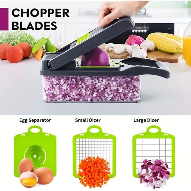 Universal kitchen chopper and grater for fruits and vegetable with container (16 pieces)