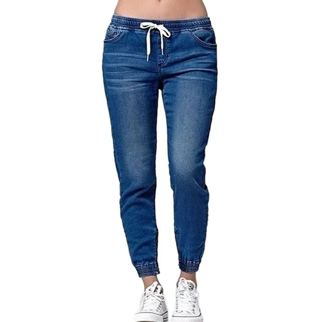 Women's jeans with rubber in the waist