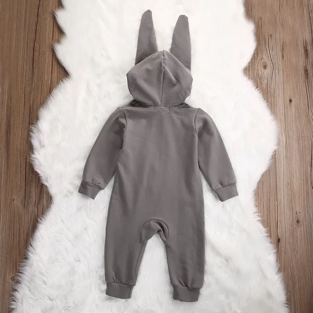 Children's jumpsuit with bunny ears - grey