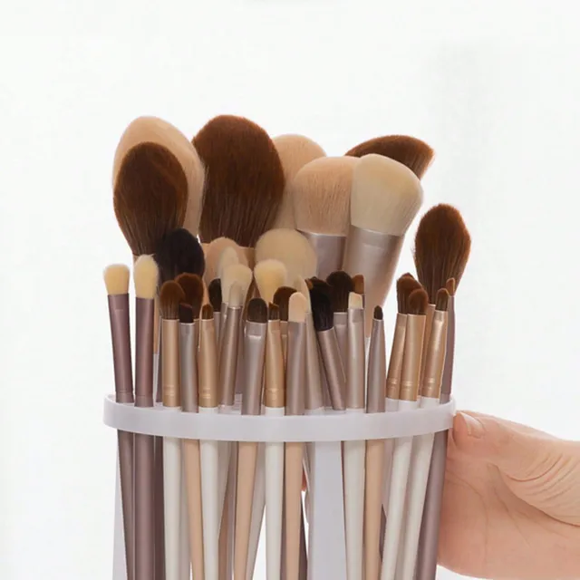 A neat storage stand on a cosmetic brush for easy grip and maintenance