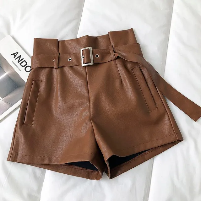 Women's elegant leather shorts