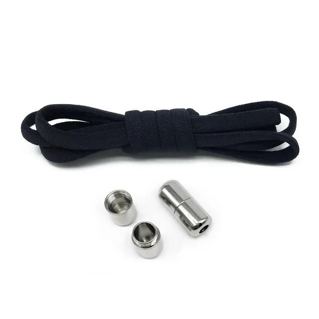 Stylish shoelaces with metal clamping black
