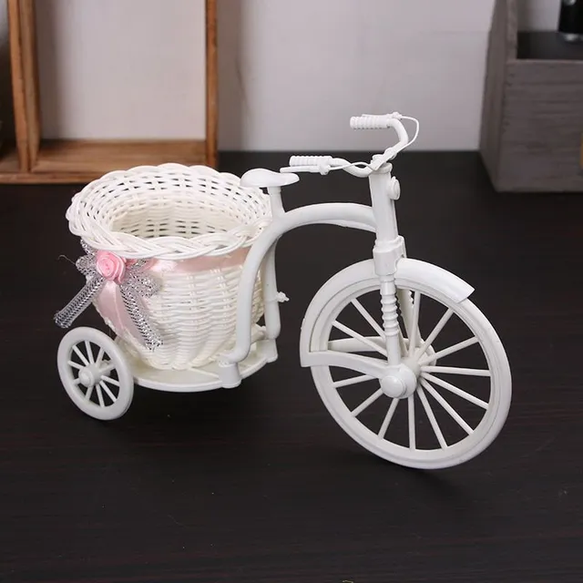 Design rattan decorative flower pot in the design of a tricycle - more colorful variants of bow