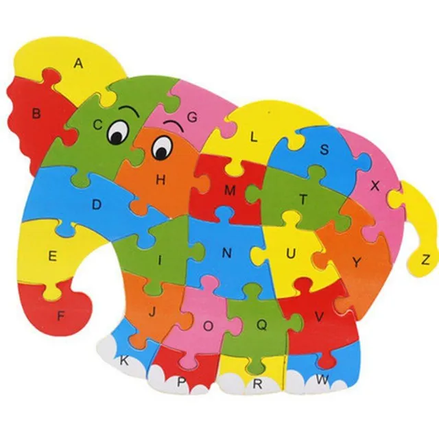 Wooden puzzle with letters 26 pieces