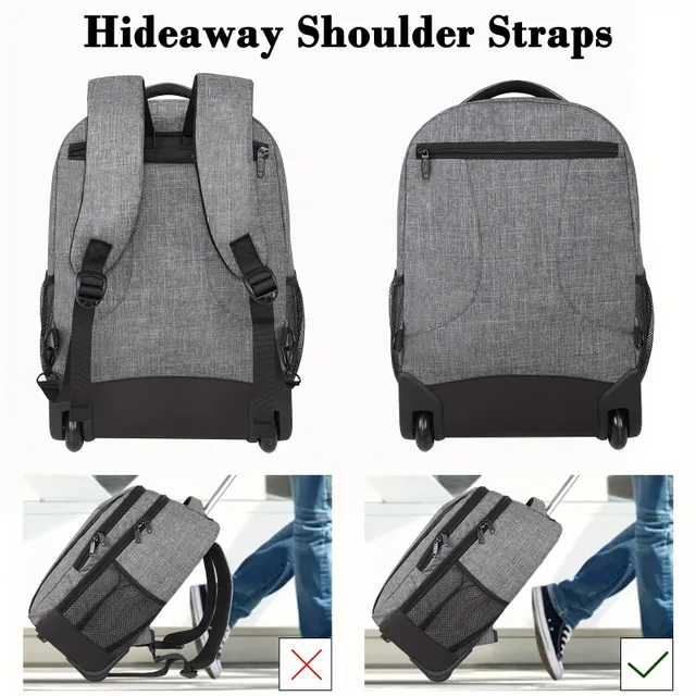 Backpack with wheels, waterproof, for travel, with pocket for laptop