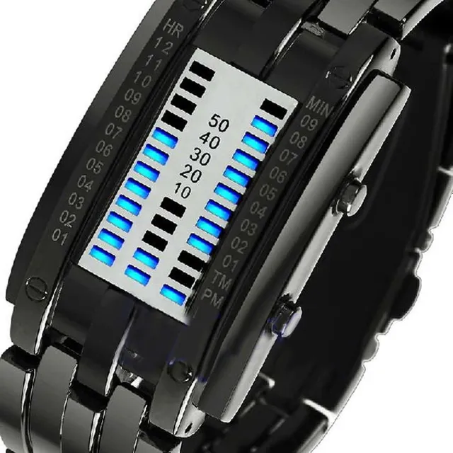 Waterproof men's binary watch