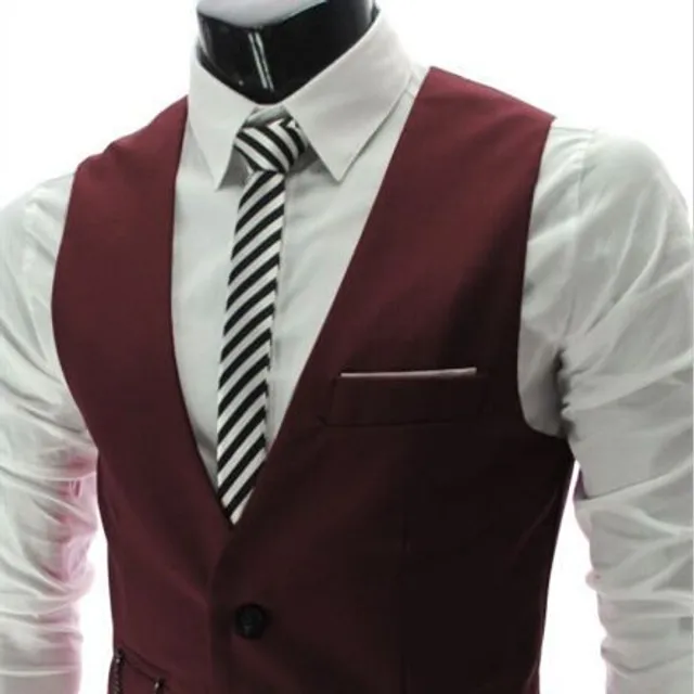 Men's stylish formal suit vest with button fastening - more variants