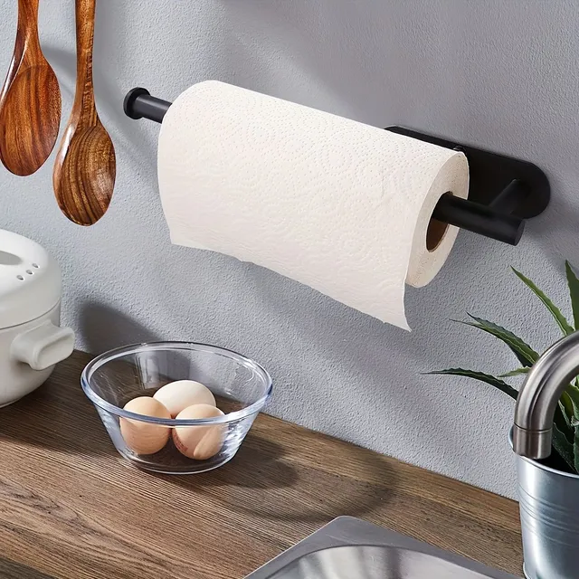 Self-adhesive holder for paper towels under the locker - In the kitchen and bathroom, on kitchen and toilet paper