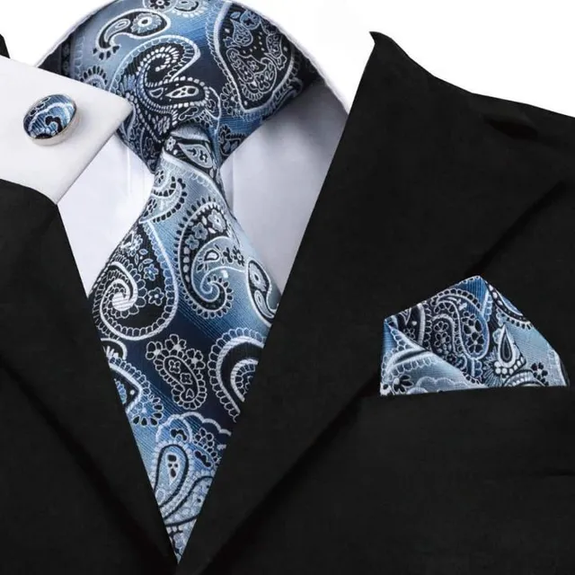 Men's luxury set with pattern | Tie, Handkerchief, Cufflinks