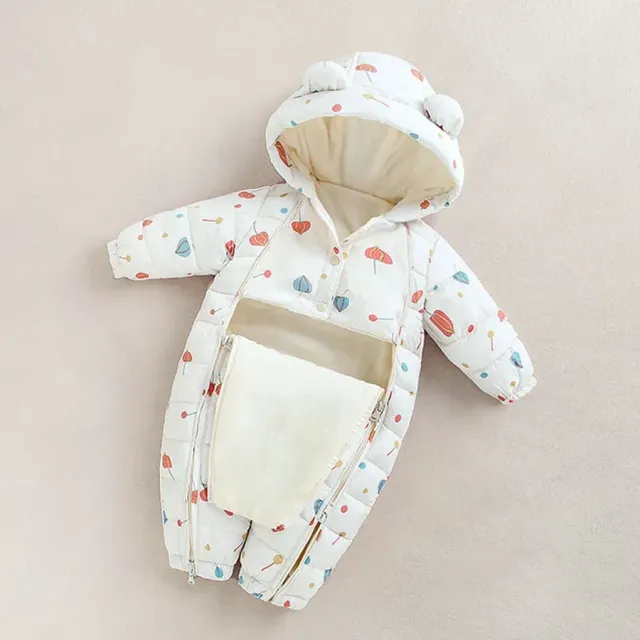 Combinaison automne/hiver pour bébé en coton épais avec capuche et manches longues