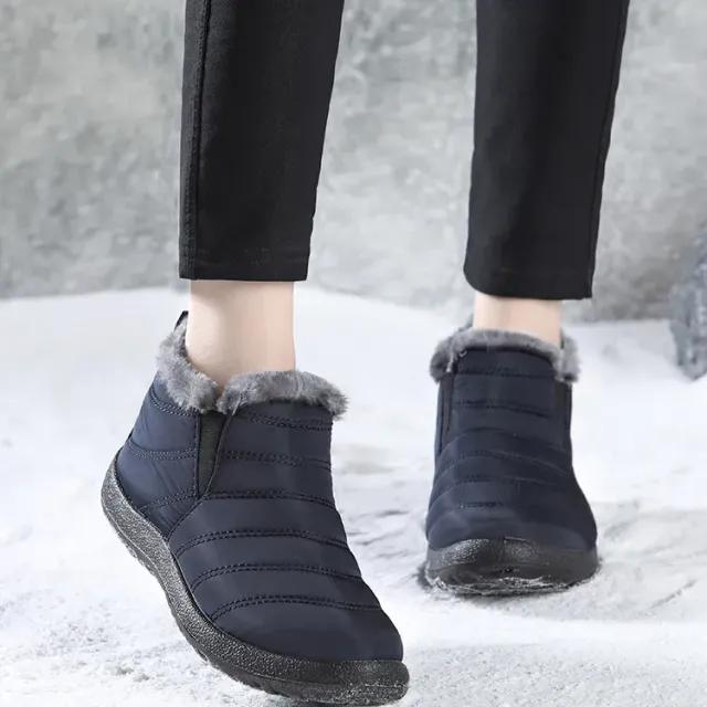 Women's winter boots - short waterproof snow boots with fur