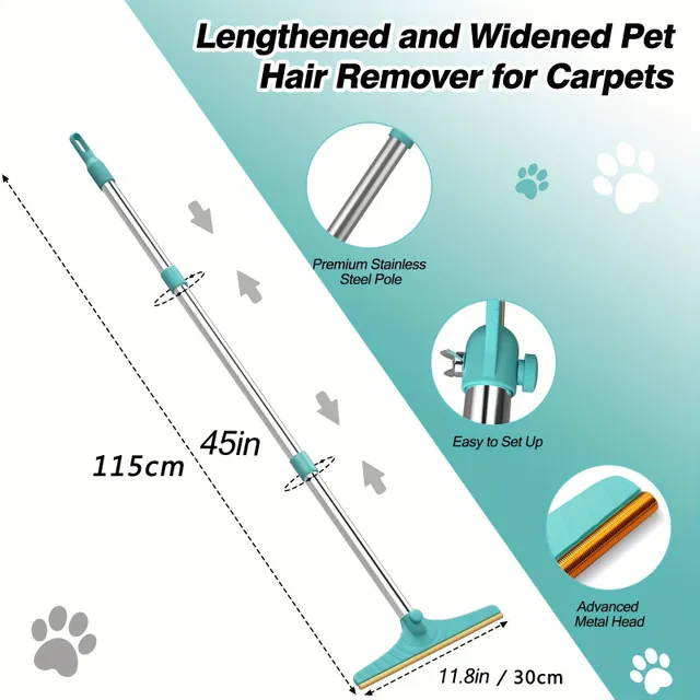 Telescopic hair remover for pets with adjustable handle