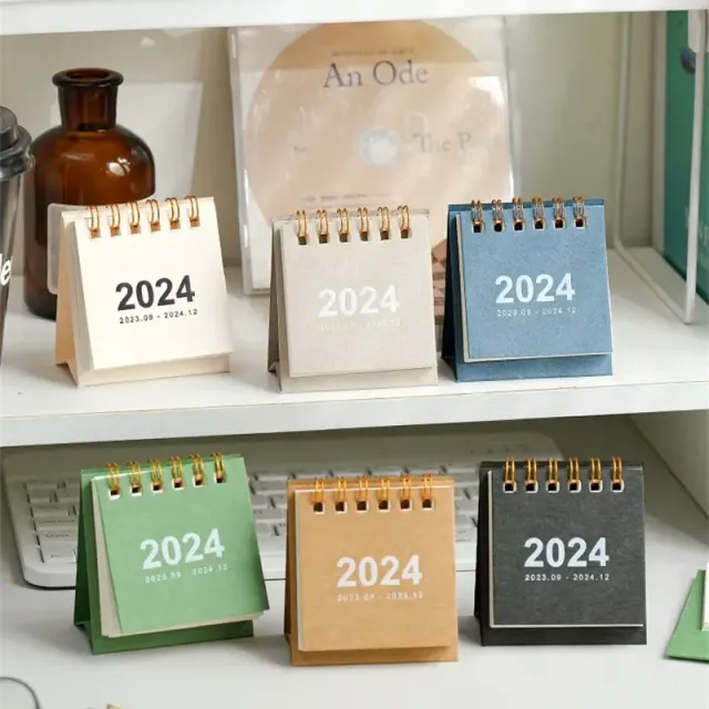 Mini table calendar for 2024 in single colour design - daily planner, annual organizer and table decoration