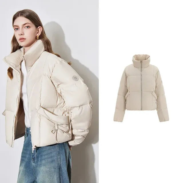 Women's autumn and winter down jacket with high collar and zipper in casual style