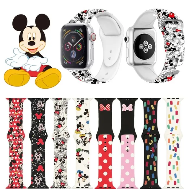 Brățară din silicon Mickey și Minnie pentru ceasul Apple Watch