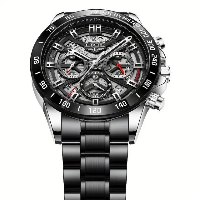 Luxurious waterproof men's watch with chronograph and breathing design - Top brand, ideal gift