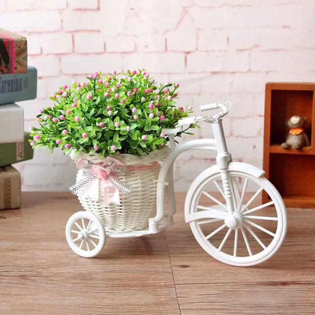 Design rattan decorative flower pot in the design of a tricycle - more colorful variants of bow