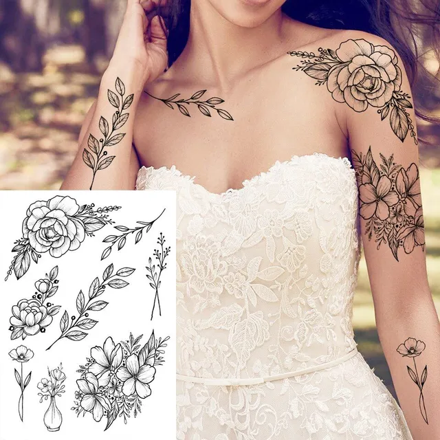 Sexy floral temporary tattoos for women