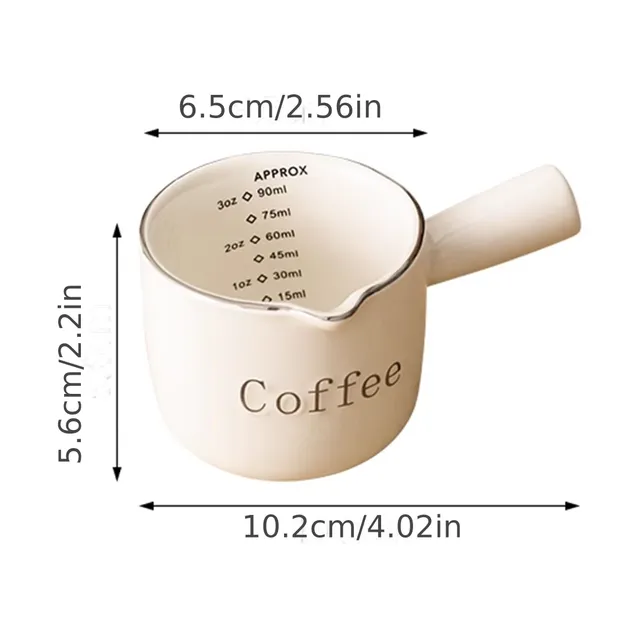 1 pièce, tasse à mesurer en céramique avec poignée, cafetière, cafetière crémeuse, accessoires à café