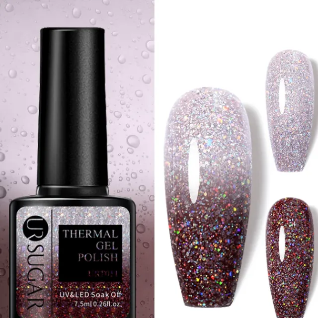 Temperature-responsive glitter gel varnish