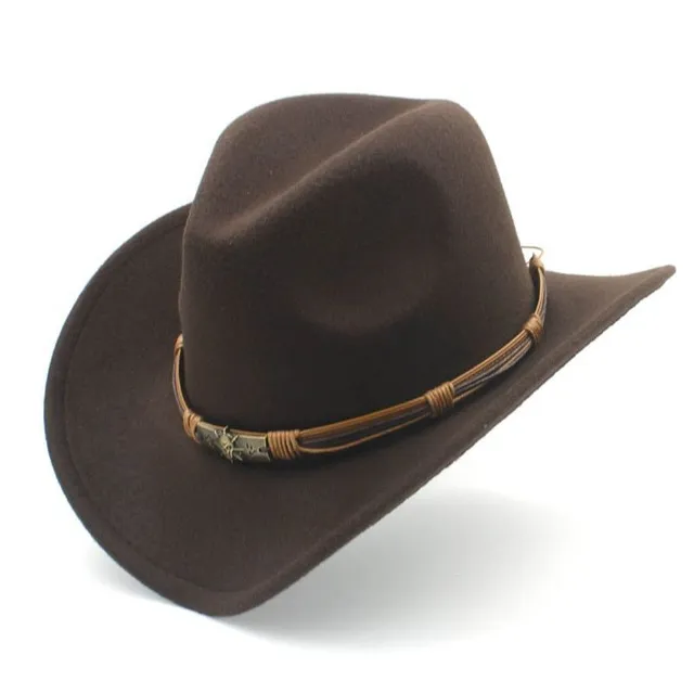 Modny kapelusz kowbojski z paskiem