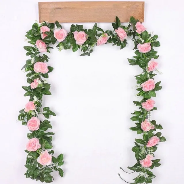 Hanging artificial flowers - garland with roses