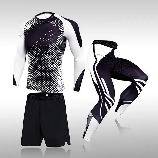 Men's modern set of sports compression clothing with shorts