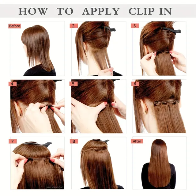 Clip-in natural human hair extension for women and girls - straight, Remy, to everyday wearing