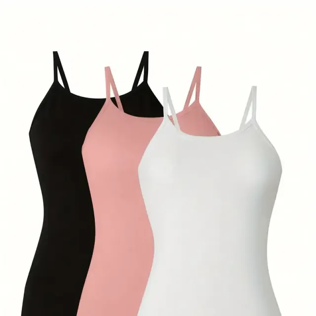 Women's Top with Thin Straps, 3 pieces in a pack, Basic tank top for every day