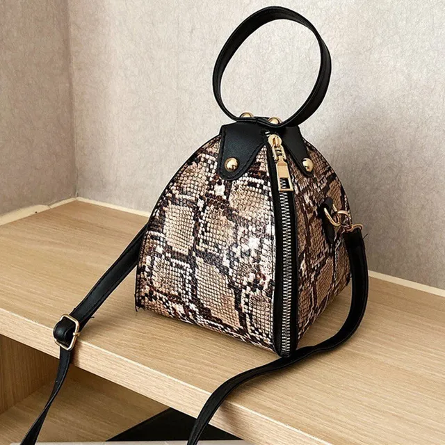 Trendová dámska mini kabelka s haďou potlačou