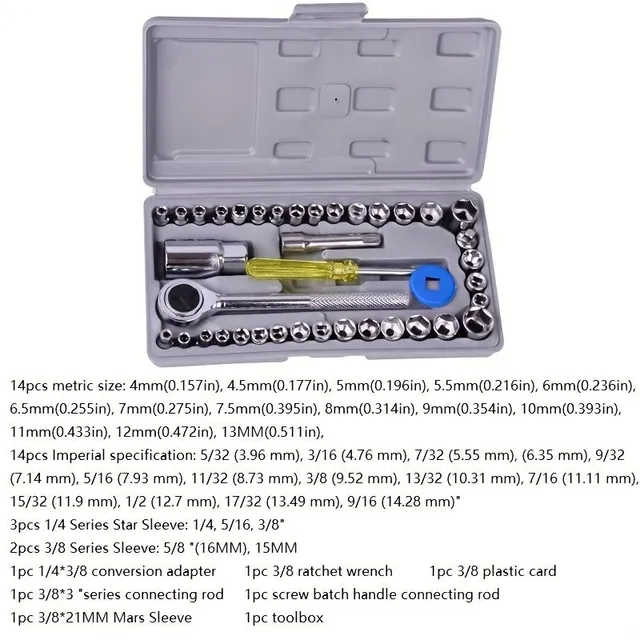 Universal car repair kit © 40 piece set with rainbow keys and socket keys © Practical case