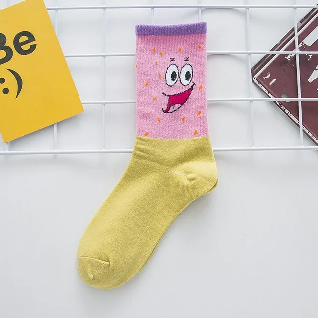 Unisex farebné ponožky s potlačou Spongeboba a jeho priateľov