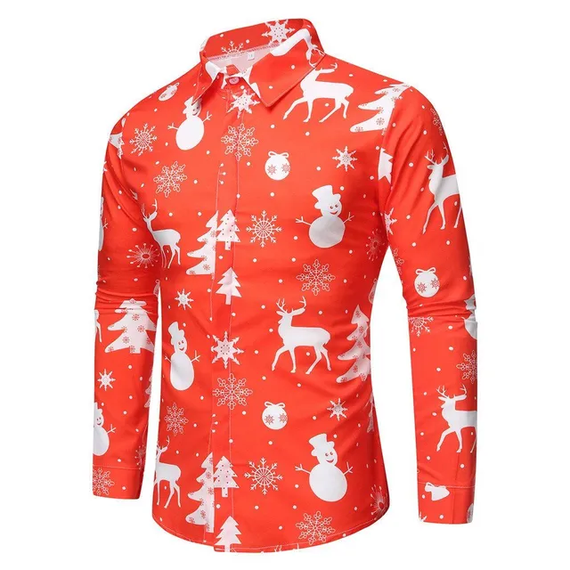 Men's long sleeve christmas shirt Chris red l