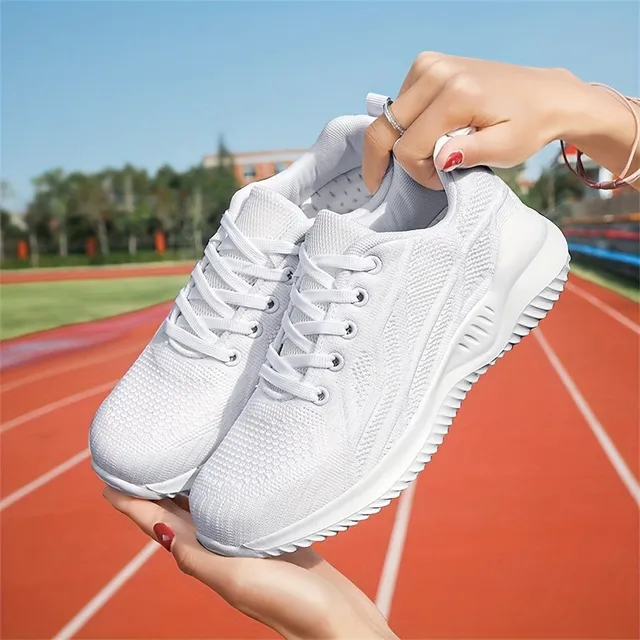 Women's sports-elegant sneakers with platform, soft sole and lace - light running shoes