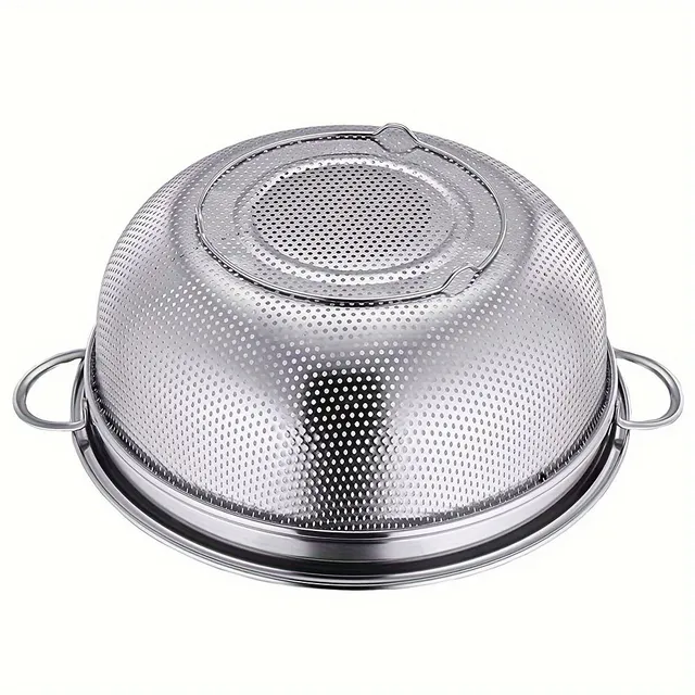 Stainless steel universal kitchen basket with double handles for washing and dripping food