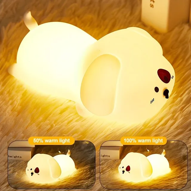 Pet night lamp, soft to the touch, lights up after taping