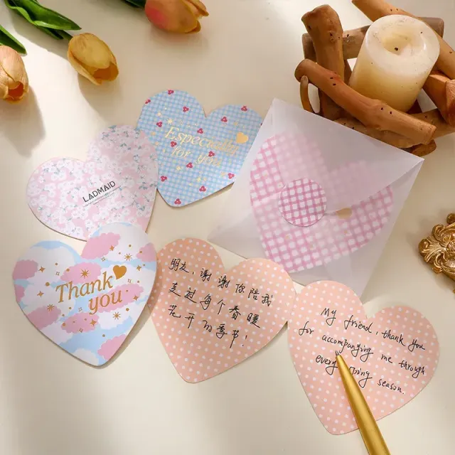 10 pcs of cute card in heart shape with text