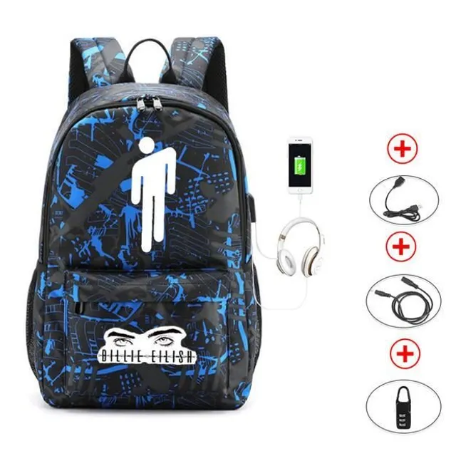 Beautiful school backpack for girls and boys with Billie Eilish motif as pictures 9