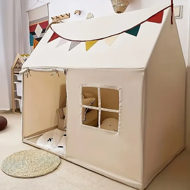 Children's play tent with mat and windows - for indoor and outdoor entertainment