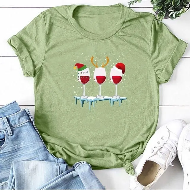 T-shirt de Noël avec vin