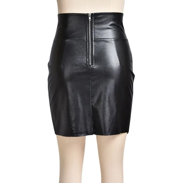 Women's spring and autumn faux leather skirt