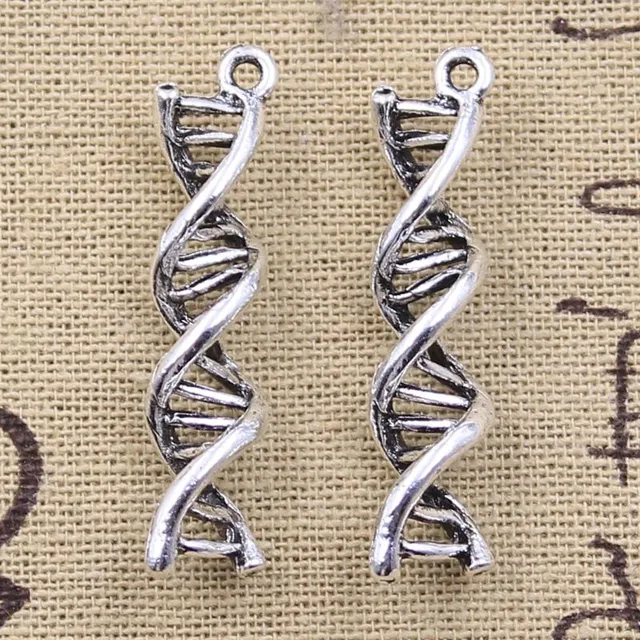10 kusů přívěsků 'DNA Deoxyribonukleová kyselina' (starožitně stříbrná barva) pro vlastní výrobu šperků